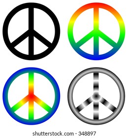 Peace signs, four variations