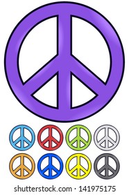 Peace Signs - Shiny peace symbol vector icon