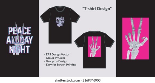 Peace skulls hand block style streetwear  theme design vector for tshirt hoodie and merchandise