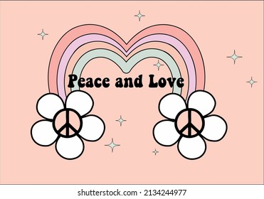 peace slogan daisy handdrawn illustration vector