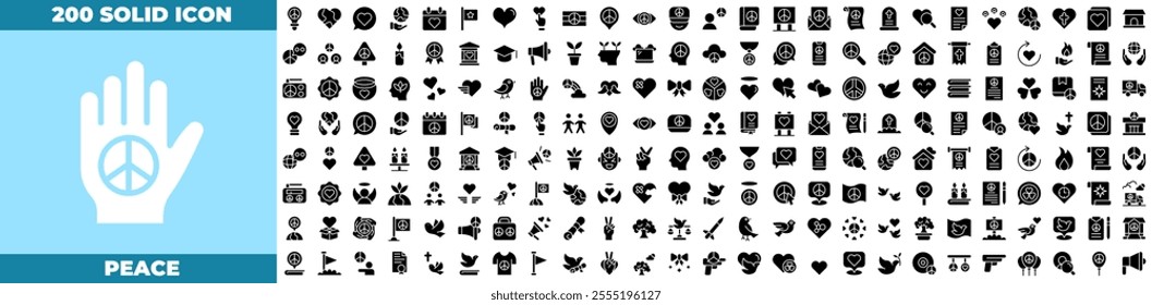 Peace Solid Editable Icons set. Vector illustration in modern thin solid style of peace icons: peace, love, freedom, etc