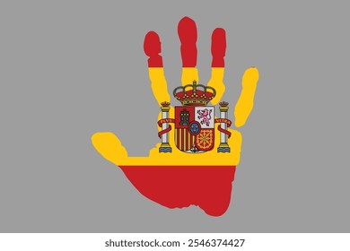 Peace for Spain with flag, Flag of Spain national country symbol illustration Vector, Rectangle Spain flag illustration, Flat vector illustration
