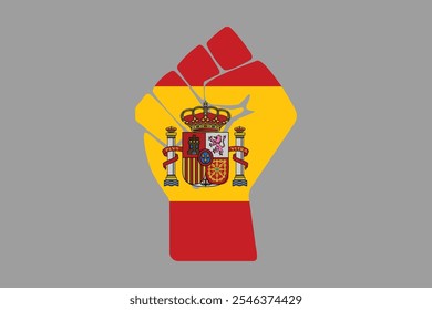 Peace for Spain with flag, Flag of Spain national country symbol illustration Vector, Rectangle Spain flag illustration, Flat vector illustration
