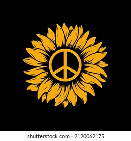 Peace Sunflower Vector Illustration On Isolated Background