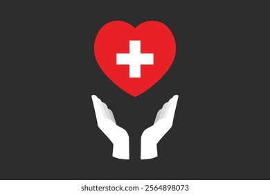 Peace for Switzerland with flag, Flag of Switzerland national country symbol illustration Vector, Rectangle Switzerland flag illustration, Flat vector illustration
