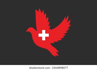 Peace for Switzerland with flag, Flag of Switzerland national country symbol illustration Vector, Rectangle Switzerland flag illustration, Flat vector illustration
