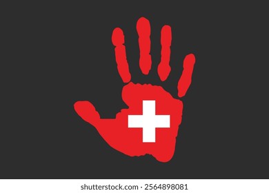 Peace for Switzerland with flag, Flag of Switzerland national country symbol illustration Vector, Rectangle Switzerland flag illustration, Flat vector illustration
