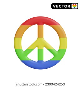 peace symbol 3D vector icon set, on a white background