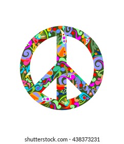 Peace symbol with abstract colorful pattern