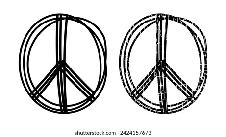 Peace symbol, black isolated silhouette