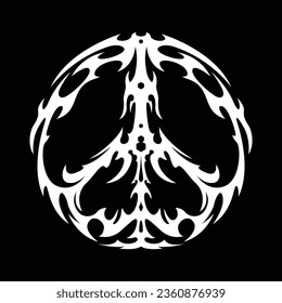 Peace symbol brutalism element shape asset acid poster, tattoo, tribal illustration vector circle icon, symbol sick editable