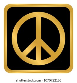 Peace symbol button on white background. Vector illustration.