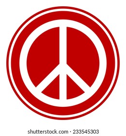 Peace symbol button on white background. Vector illustration.