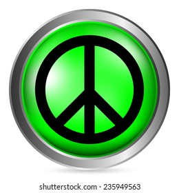 Peace symbol button on white background. Vector illustration.