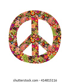 Peace Symbol Colorful Flowers Print Stock Vector (Royalty Free ...