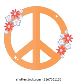 peace symbol design with flowers