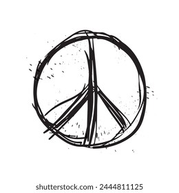 Peace symbol design. Peace grunge splash style. Peace ink icon. brush drawing. Vector illustration