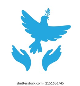 Peace Symbol Dove Hand Silhouette Set Stock Vector (Royalty Free ...