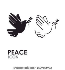 Peace symbol. Dove of peace icon with branch.