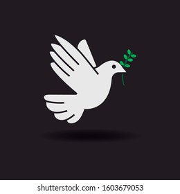 Peace symbol. Dove of peace icon with branch.