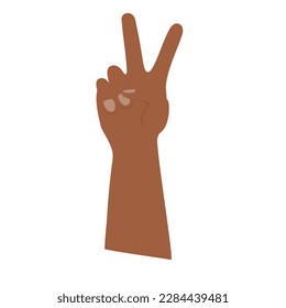 Peace symbol from finger African hand. Peace arm isolated on white background