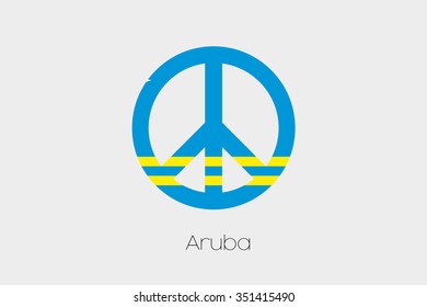 A Peace Symbol with the Flag of Aruba