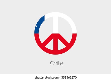 A Peace Symbol with the Flag of Chile
