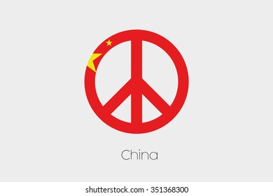 A Peace Symbol with the Flag of China