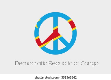 A Peace Symbol with the Flag of Democratic Republic of Congo
