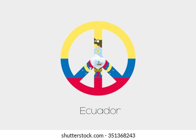 A Peace Symbol with the Flag of Ecuador