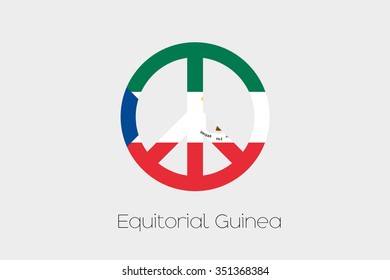 A Peace Symbol with the Flag of Equatorial Guinea