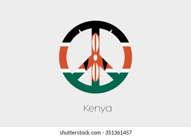 A Peace Symbol with the Flag of Kenya
