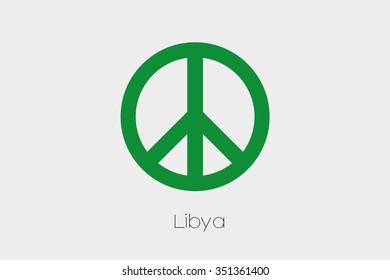 A Peace Symbol with the Flag of Libya 1983