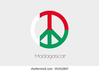 A Peace Symbol with the Flag of Madagascar