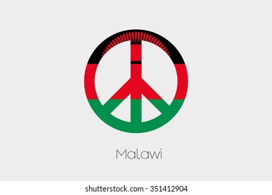 A Peace Symbol with the Flag of Malawi
