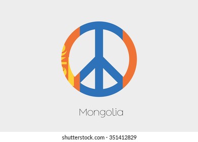 A Peace Symbol with the Flag of Mongolia