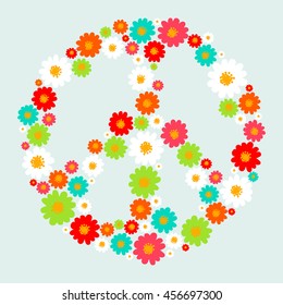 Peace symbol with flowers