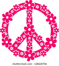 Peace symbol with flowers - Vector image