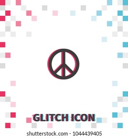 Peace symbol  glitch effect vector icon.