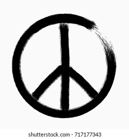 Peace symbol, Hand drawn brush, vector illustration