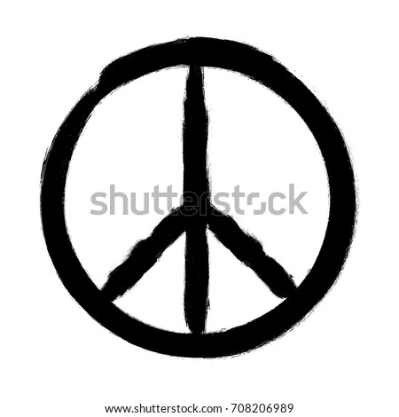 Peace symbol, Hand drawn brush, vector illustration