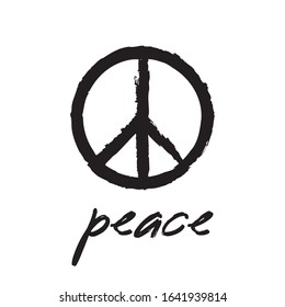 Peace symbol, hand drawn. Doodle pacifist icon.