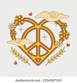 Peace Symbol Hand Drawn Retro