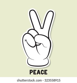 Peace symbol. Peace hand gesture. Peace sticker design