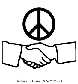 Peace Symbol with Handshake Line Icon for Agreement and Unity