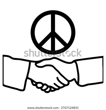 Peace Symbol with Handshake Line Icon for Agreement and Unity