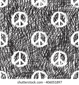 Peace symbol. Peace hippie symbol. Seamless pattern.