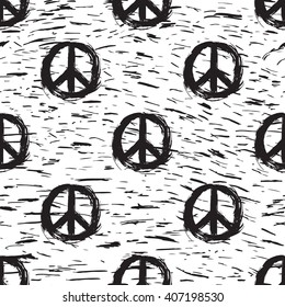 Peace symbol. Peace hippie symbol. Seamless pattern.