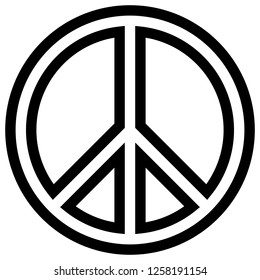 Peace symbol icon - black simple outlined, isolated - vector illustration