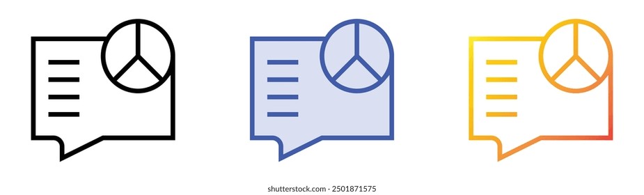 peace symbol icon. Linear, Blue Fill and Gradient Style Design Isolated On White Background